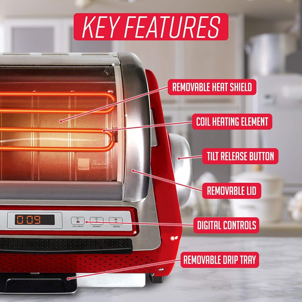 Ronco ST5000PLAT Digital Showtime Rotisserie, Platinum Edition, Cooks Food Perfectly Every Time, 3 Cooking Modes: Roast, Sear, and No Heat Rotation, Stainless Steel